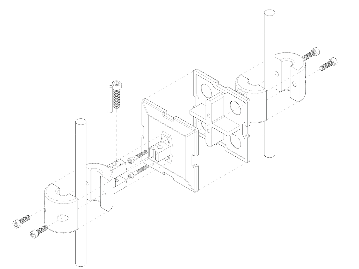 WMAA exploded axonometric drawing of cable wall attachment by Kevin Shcorn