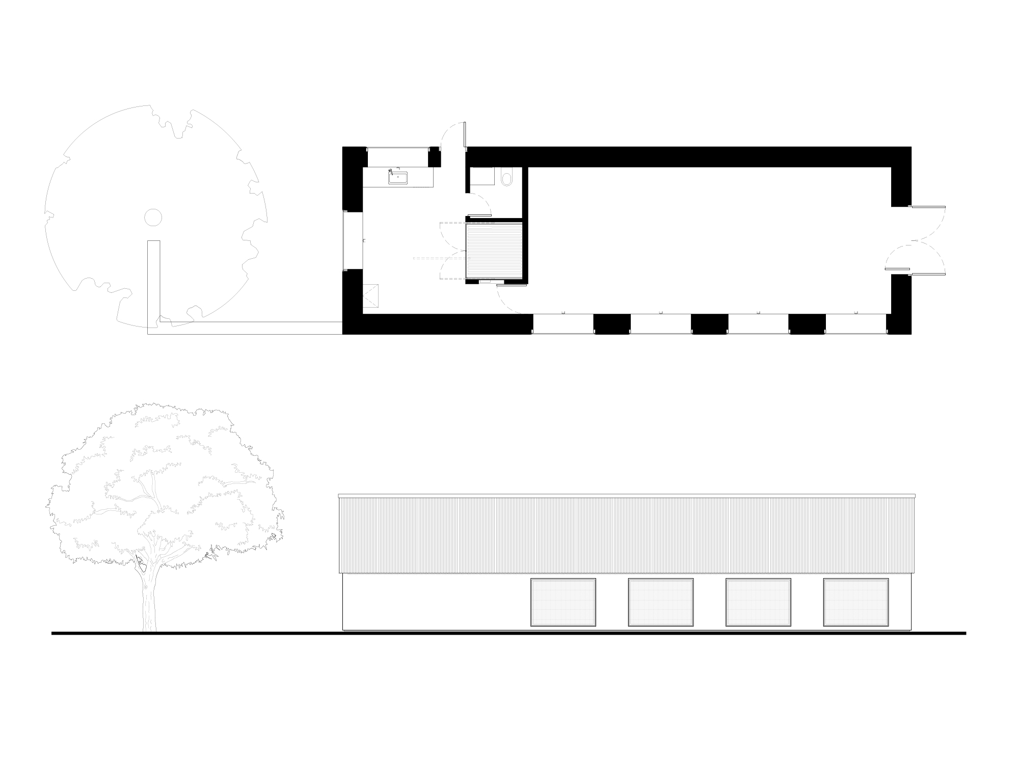 Artist studio plan and elevation drawings by Kevin Shcorn