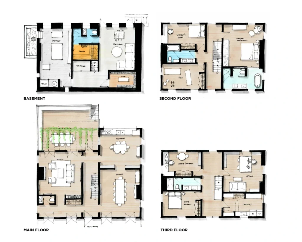 SCHORN_Piermont House_Floor plan studies
