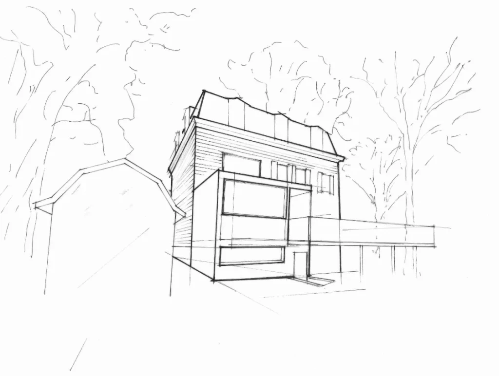 SCHORN_Piermont House_rear sketch